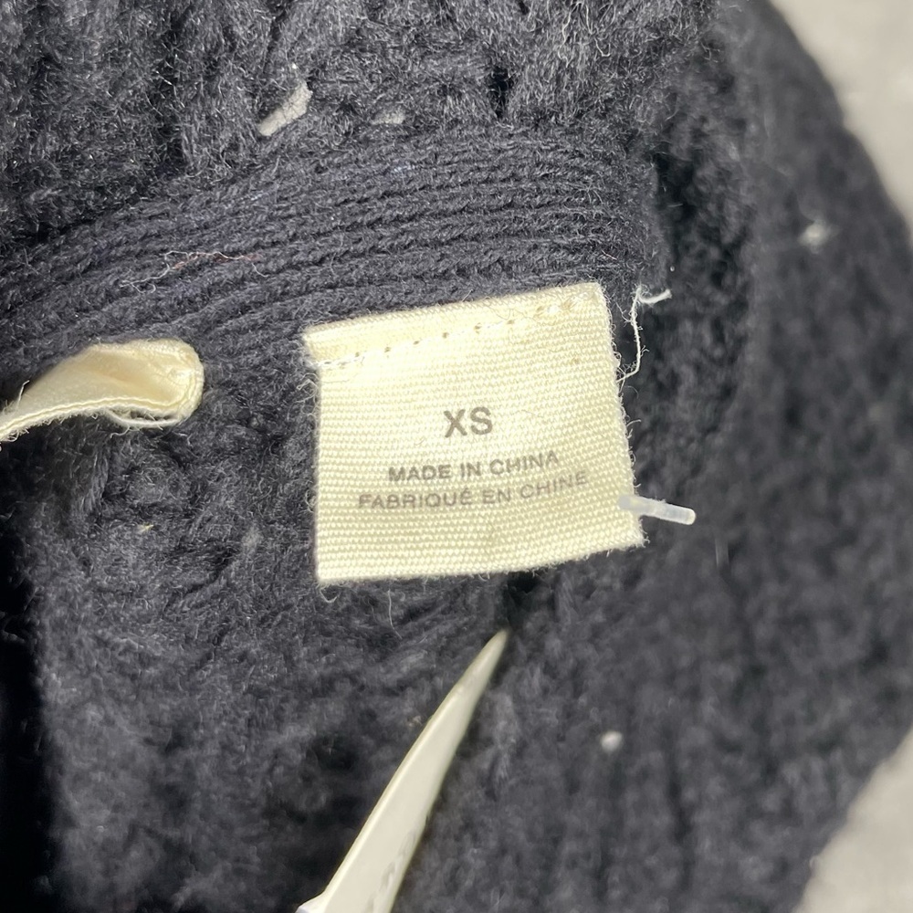 Anthropologie Sweater Women’s Sz XS Black Moth Chunky Knit Bell Sleeve Hooded - Picture 8 of 10